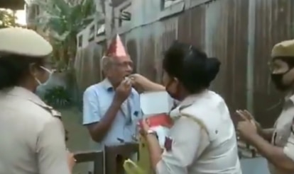 Moving Gesture: Assam Police Surprises Elderly Man With a Cake on His Birthday | Watch Video