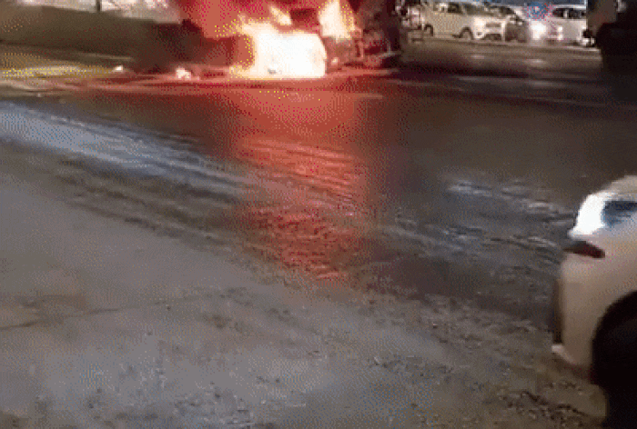 Watch: Moving Mixer Truck Catches Fire On Mumbai’s Western Express Highway