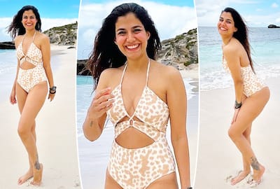 Shreya Dhanwanthary Oozes Oomph in Hot Monokini at Exotic Beach Vacation