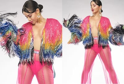 Urfi Javed Stuns in Hot Unzipped Fringed Jacket With Sheer Pink Pants
